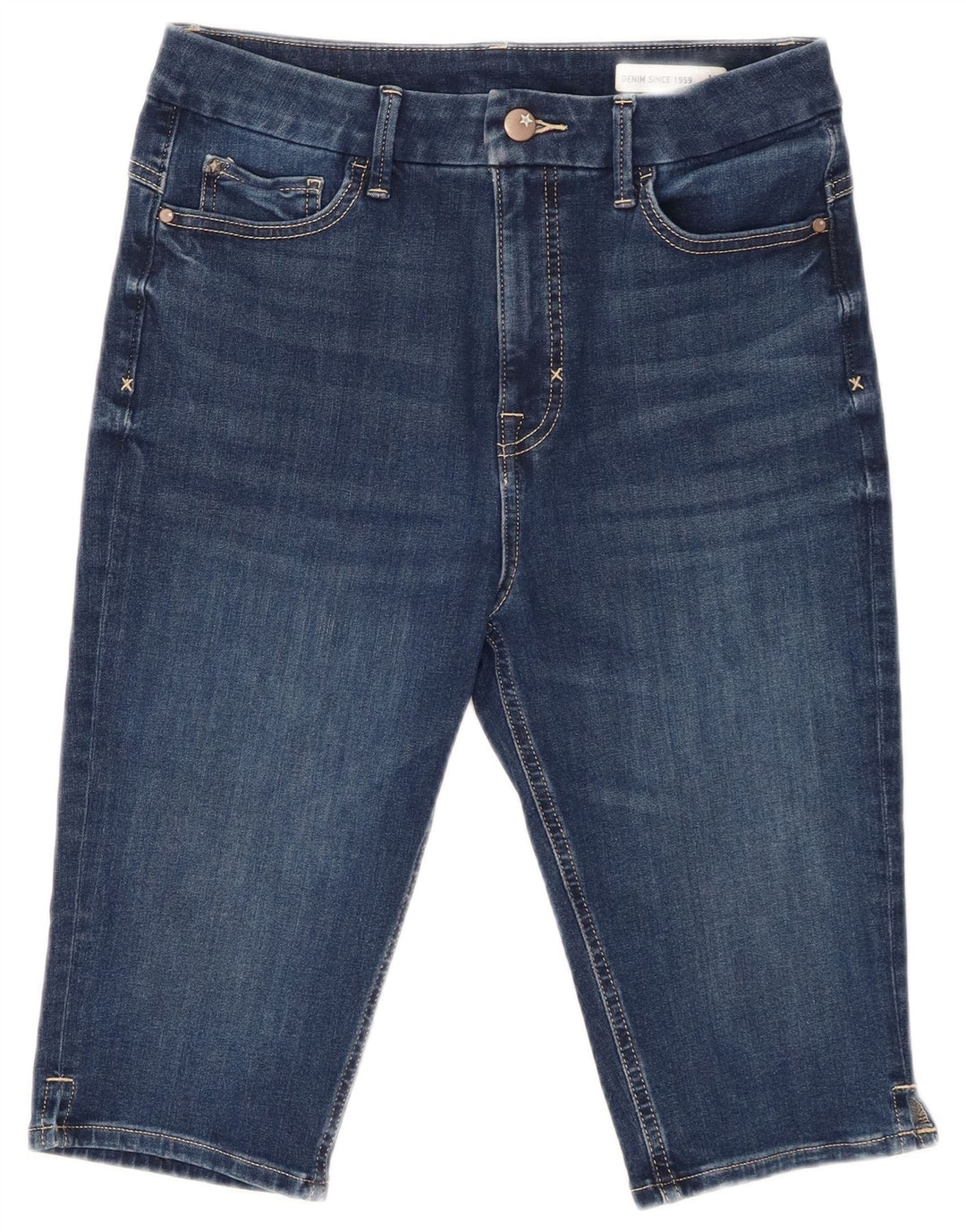 Marks & Spencer Dame denim Shorts UK 12 Medium W32 Blue Cotton
