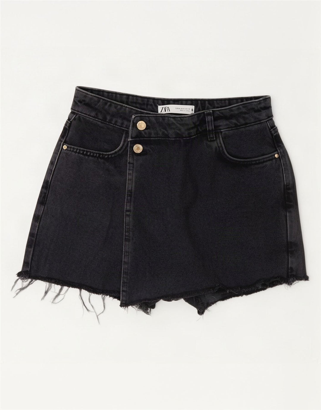 Zara Dame højtaljede denimshorts Medium W28 Grå