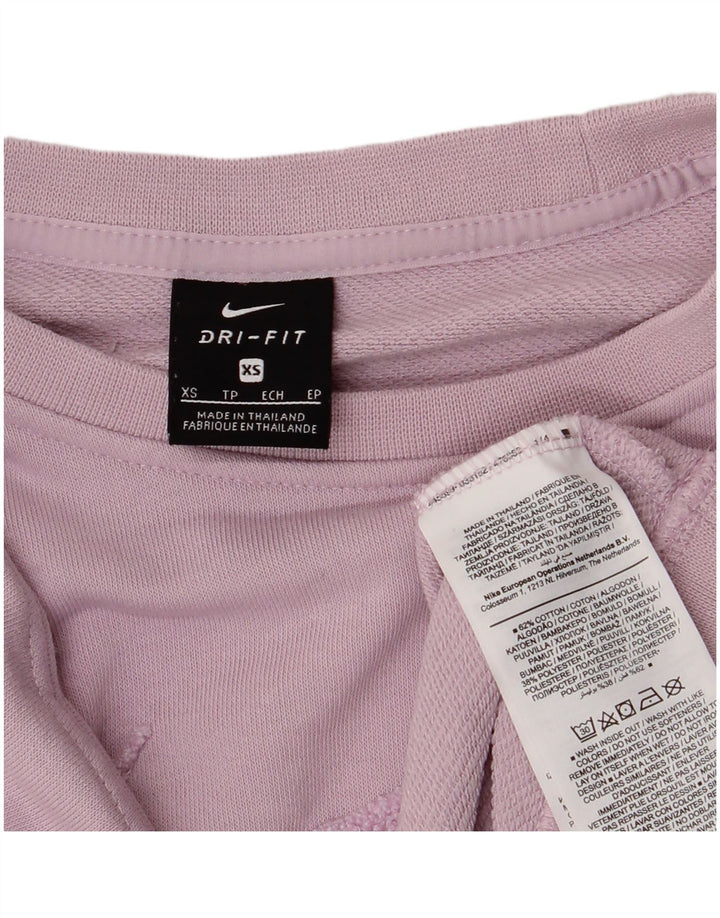 Nike Dame Dri Fit Oversized Grafisk Sweatshirt Jumper UK 6 XS Lilla