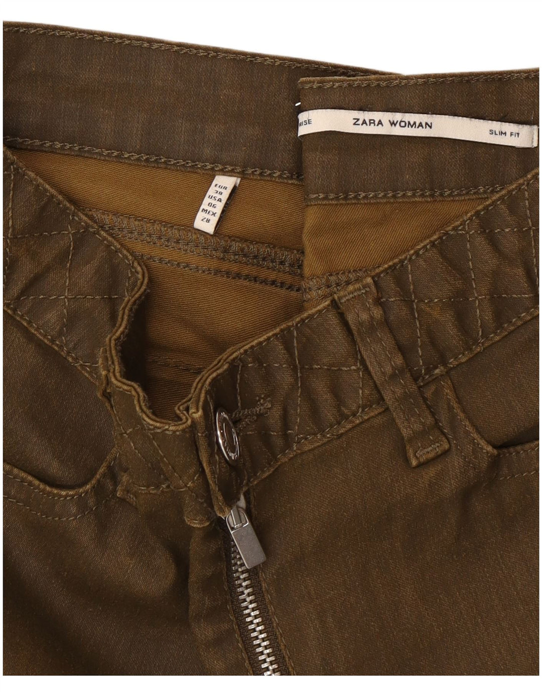 Zara Dame Slim Jeans EU 38 Small W28 L28 Grøn