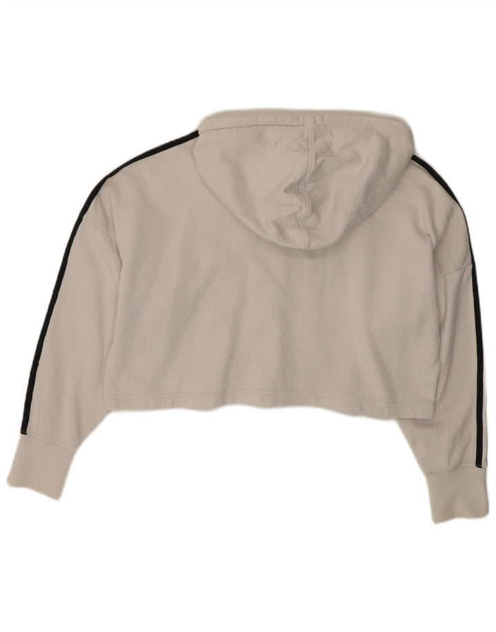 ADIDAS Dame Oversized Crop Hoodie Jumper UK 8 Small White Bomuld