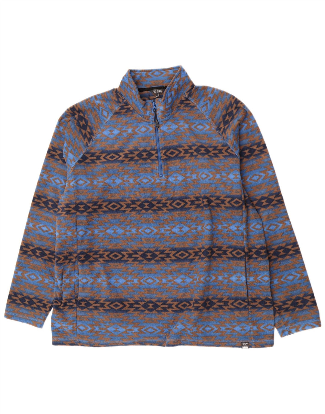 Bomuld Traders Herre lynlås hals Fleece Jumper 2XL Blå Geometrisk Polyester