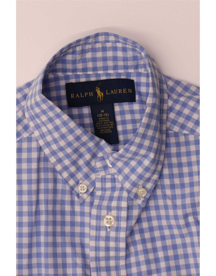 Ralph Lauren drenge kortærmet skjorte 10-11 år mellemblå Gingham bomuld