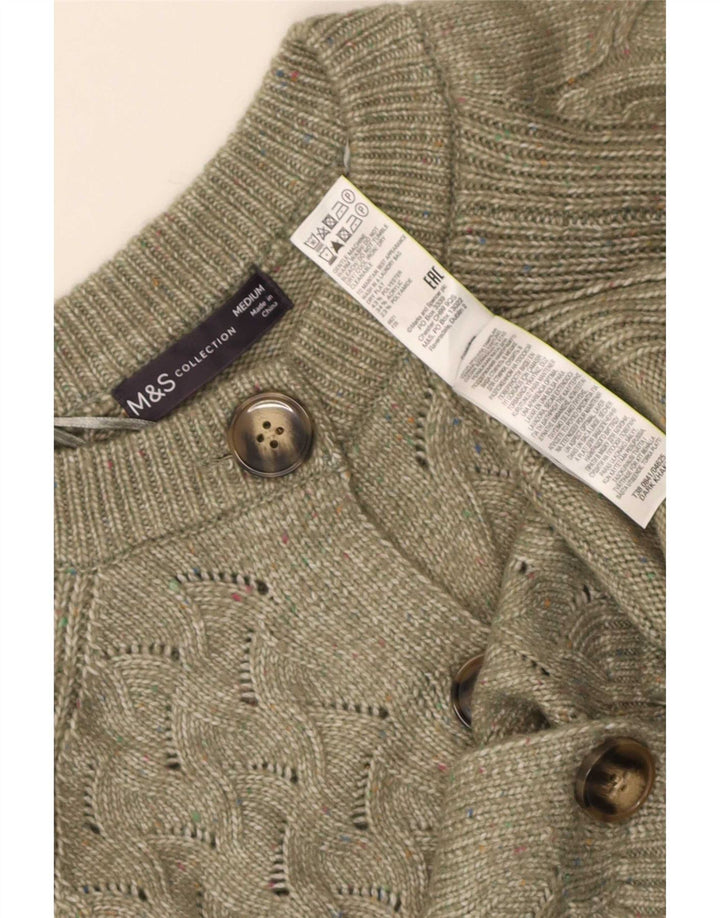 Marks & Spencer Dame Cardigan Sweater UK 14 Medium Khaki Polyester