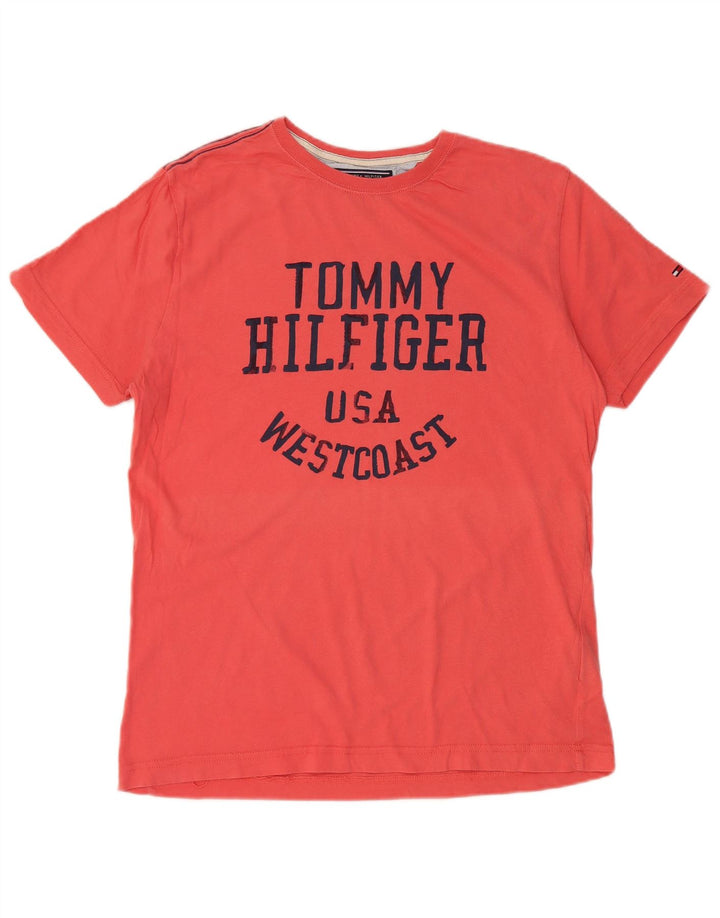 TOMMY HILFIGER Herre grafisk T-shirt Top Medium Pink Bomuld