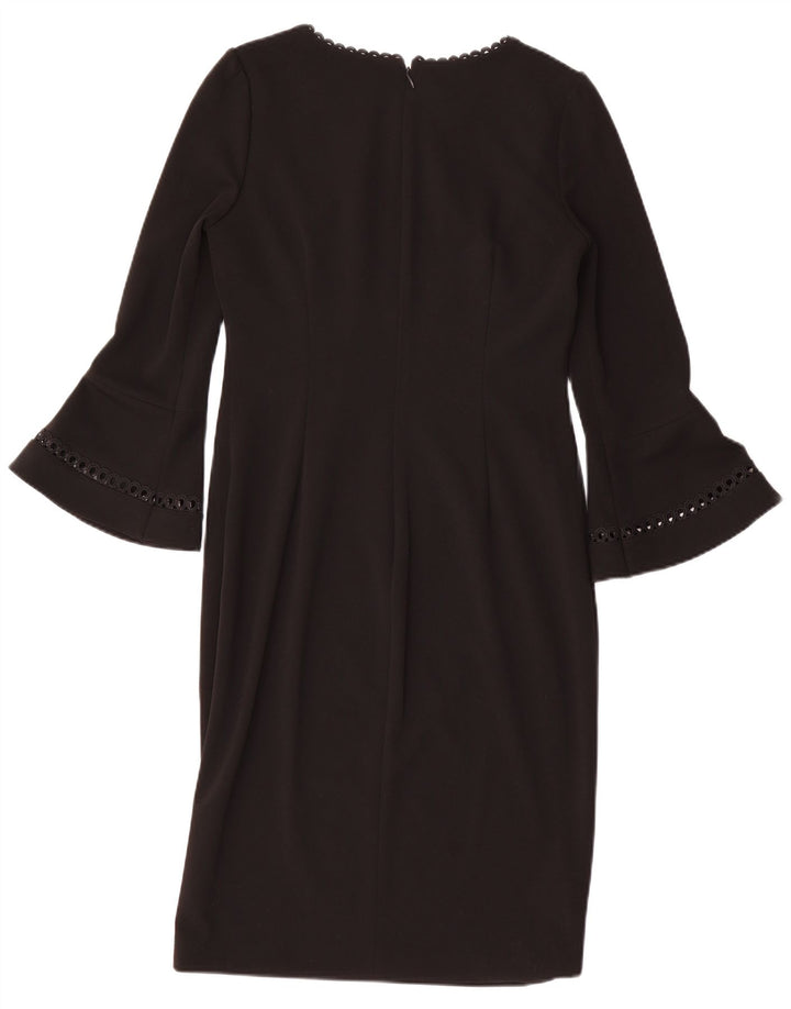 CALVIN KLEIN Dame 3/4-ærmet Skede Kjole US 8 Medium Sort Polyester