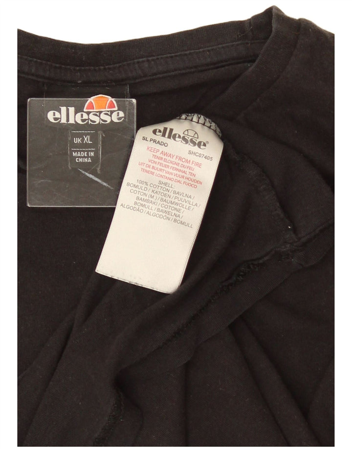 ELLESSE Herre Grafisk T-Shirt Top XL Sort Bomuld