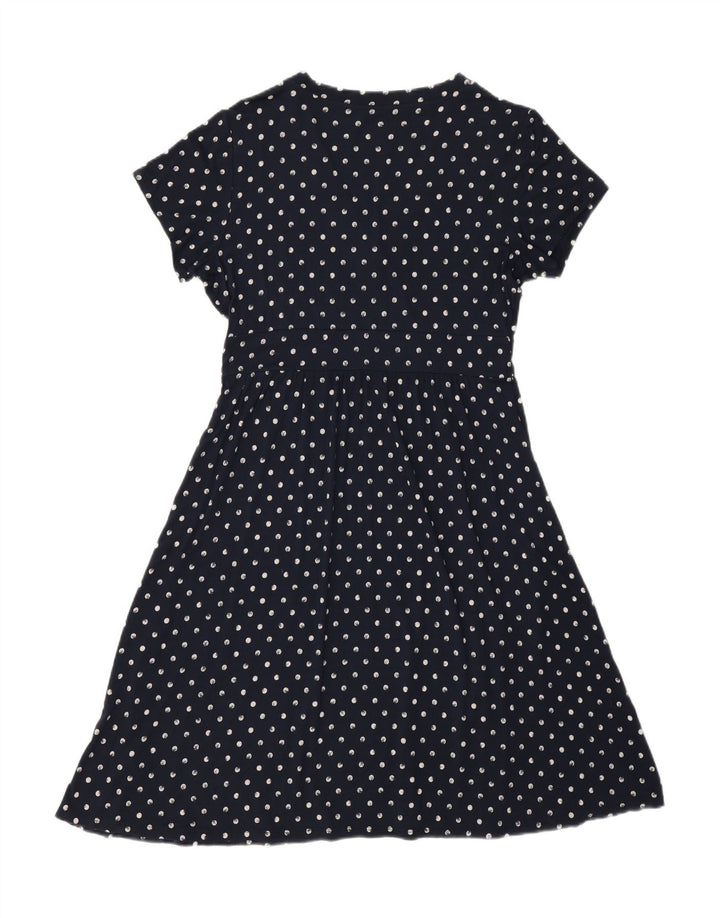 L.L.BEAN Womens A-Line Dress UK 12 Medium Navy Blue Polka Dot Rayon Vintage L.L.Bean and Second-Hand L.L.Bean from Messina Hembry 
