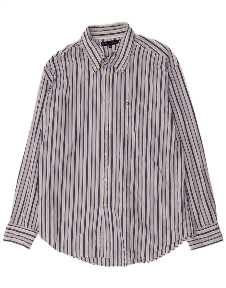 Tommy Hilfiger herreskjorte XL blå stribet bomuld