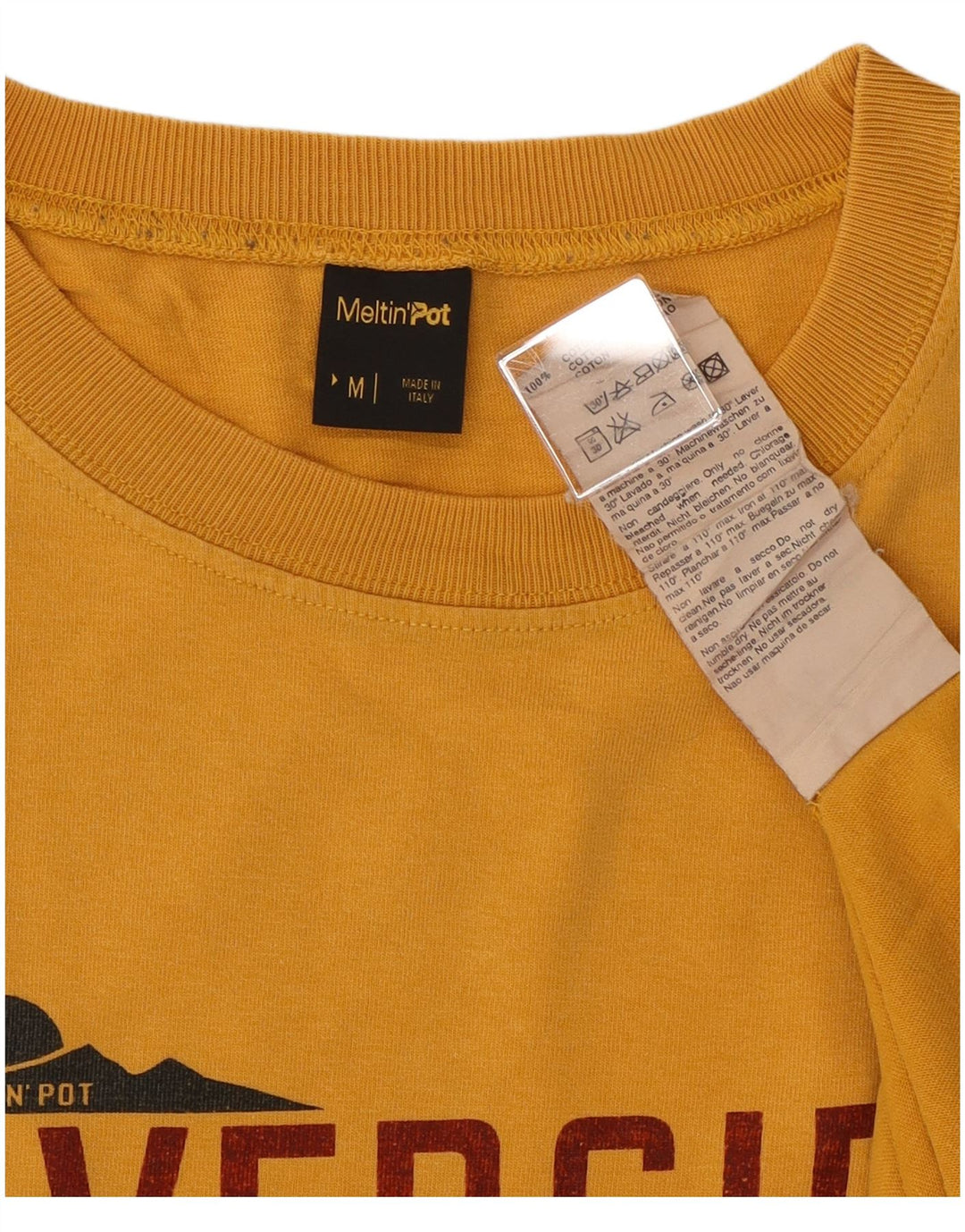 Meltin' Pot Herre grafisk T-shirt Top Medium Gul Bomuld