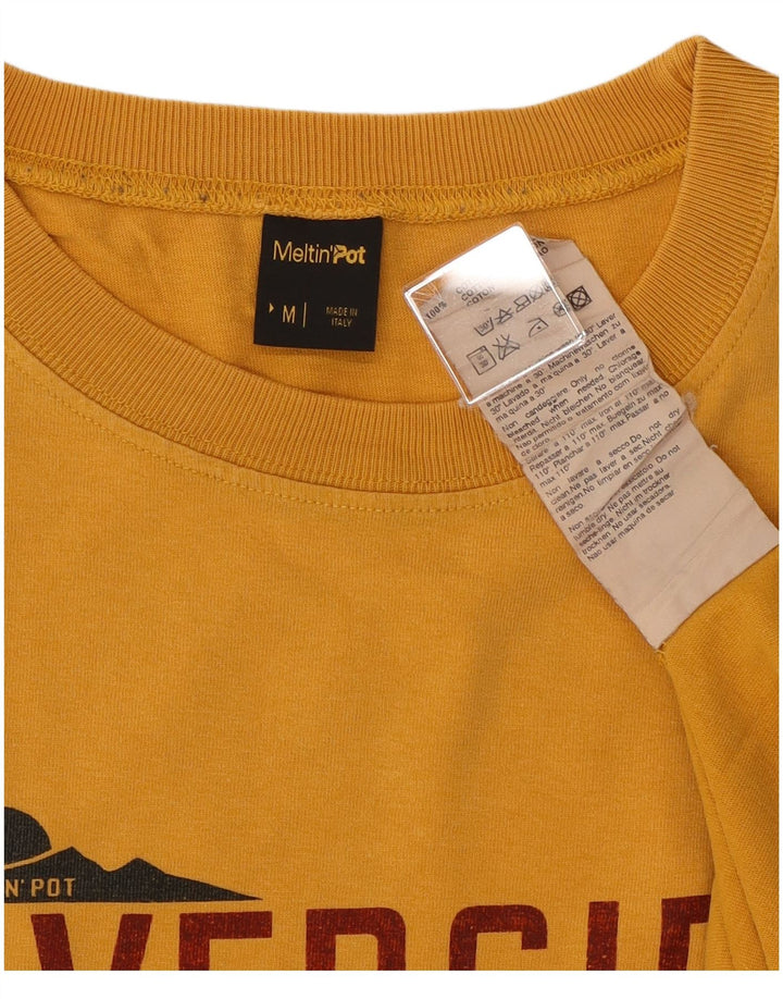 Meltin' Pot Herre grafisk T-shirt Top Medium Gul Bomuld