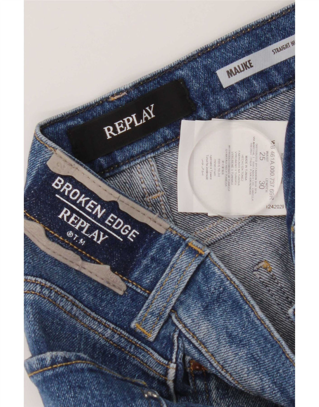 Replay Dame Distressed Straight Jeans W25 L30 Blå Bomuld