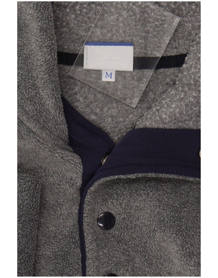 REEBOK Herre Button Neck Fleece Jumper Medium Grå Polyester