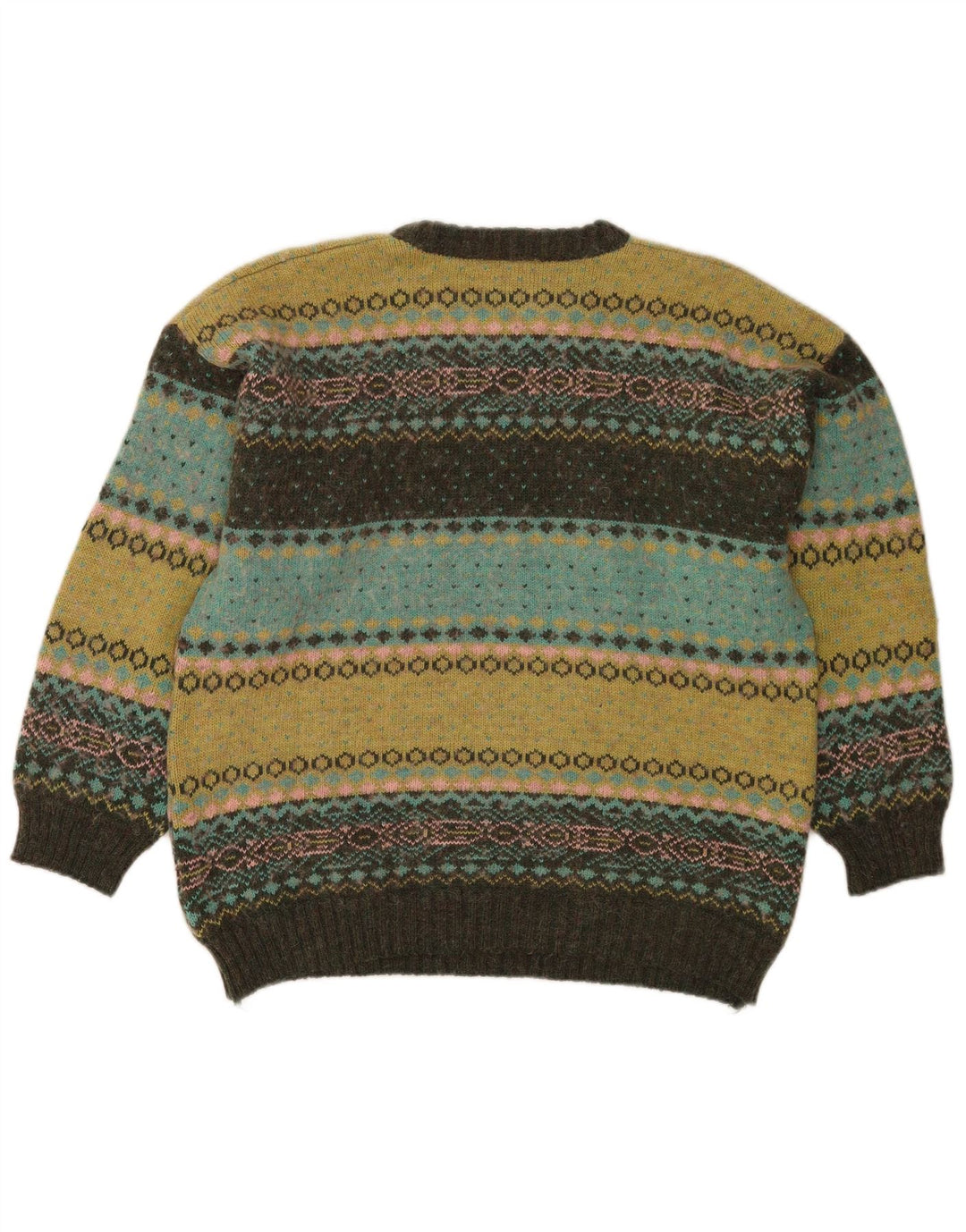 Vintage mænd med rund hals sweater medium flerfarvet Fair Isle