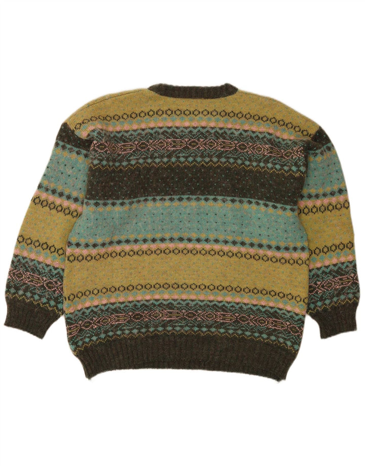 Vintage mænd med rund hals sweater medium flerfarvet Fair Isle
