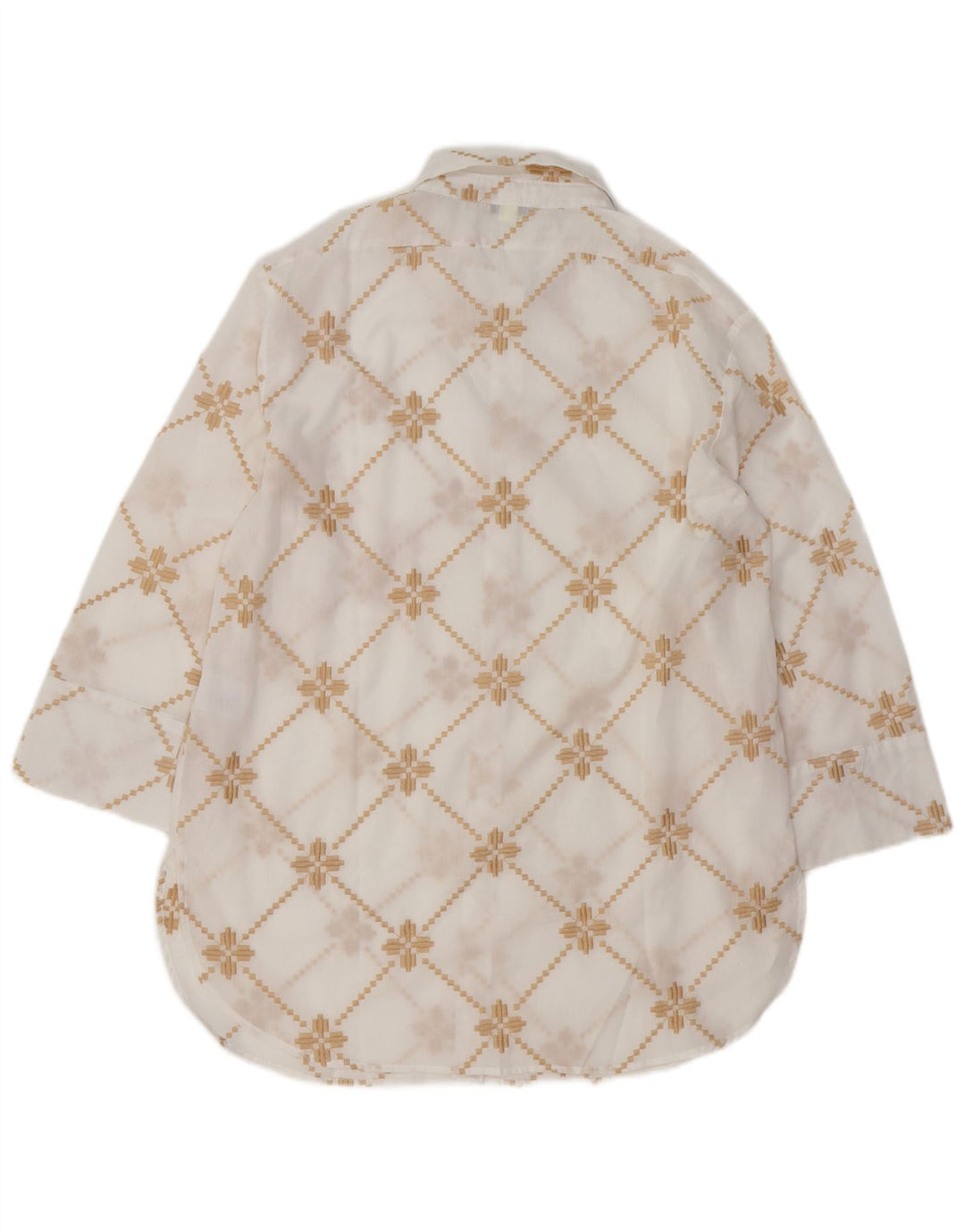 ALTAMIRA Oversized skjorte til kvinder UK 14 Medium hvid geometrisk bomuld