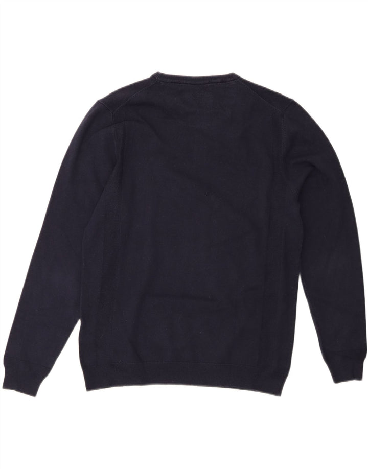 GUESS Mens Crew Neck Jumper Sweater UK 40 Medium Navy Blue Cotton Vintage Guess and Second-Hand Guess from Messina Hembry 