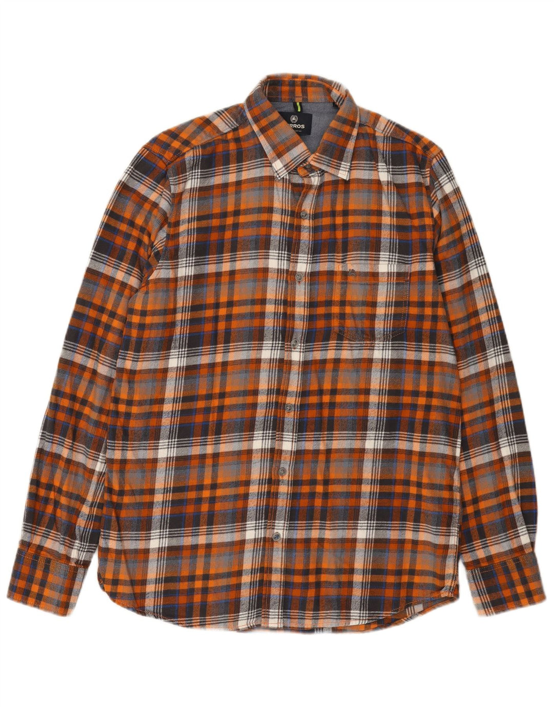 Lerros Herre Flanelskjorte Medium Orange Ternet Bomuld