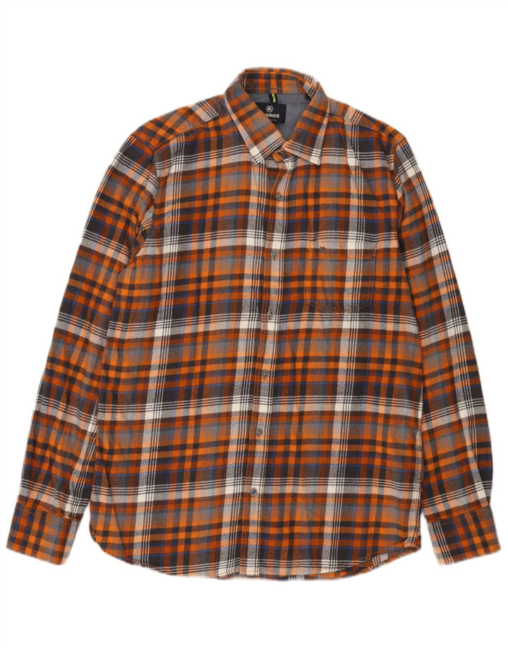 Lerros Herre Flanelskjorte Medium Orange Ternet Bomuld