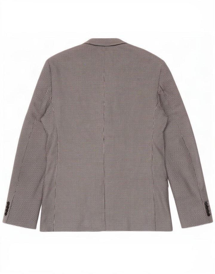 Zara Herre 2-knaps blazerjakke EU 52 Large Black Houndstooth