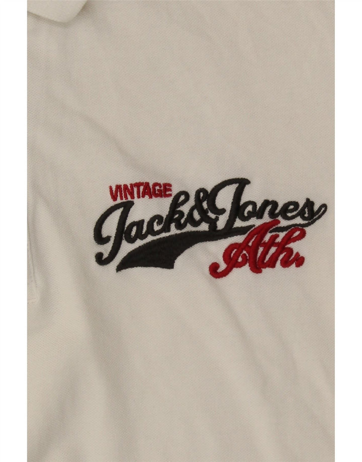 JACK & JONES Mens Polo Shirt Large White Cotton Vintage Jack & Jones and Second-Hand Jack & Jones from Messina Hembry 