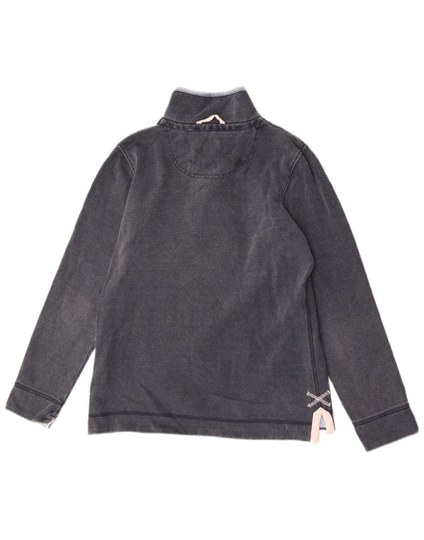 Besætningstøj Dame Button Neck Sweatshirt Jumper UK 10 Small Navy Blue