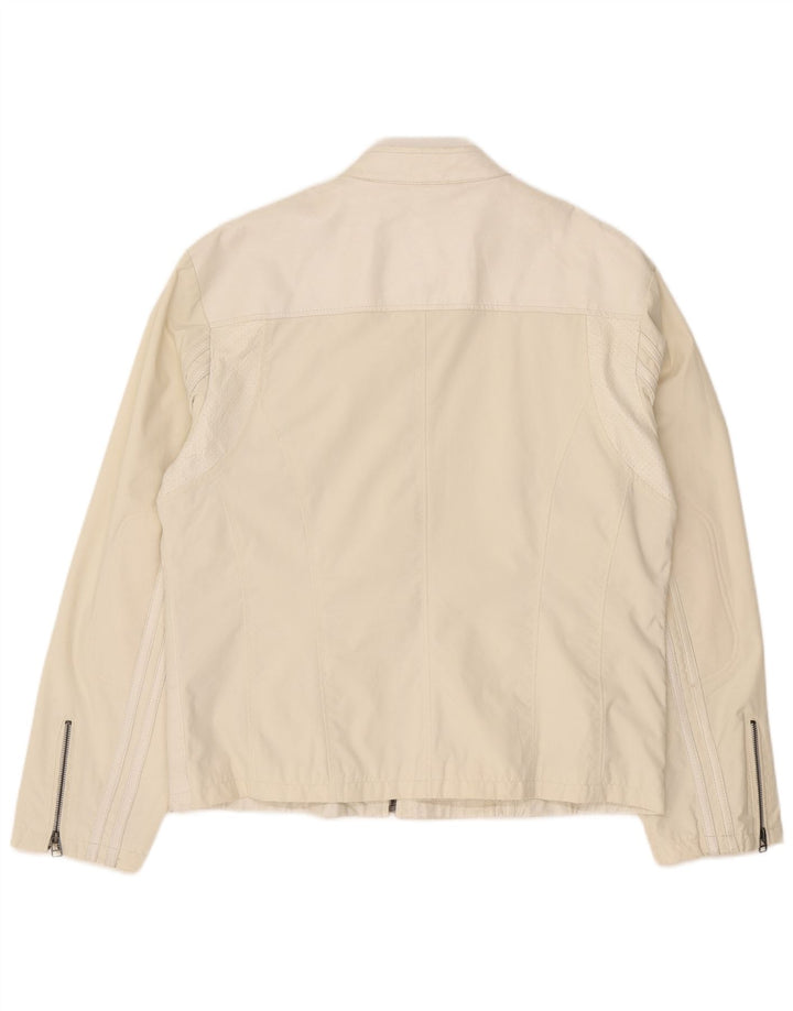 Vintage oversize læderjakke til kvinder IT 44 Medium hvidt læder