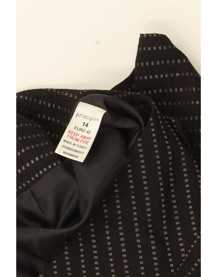 Principper Dame Midi lige nederdel UK 14 Medium W32 Sort nålestribe