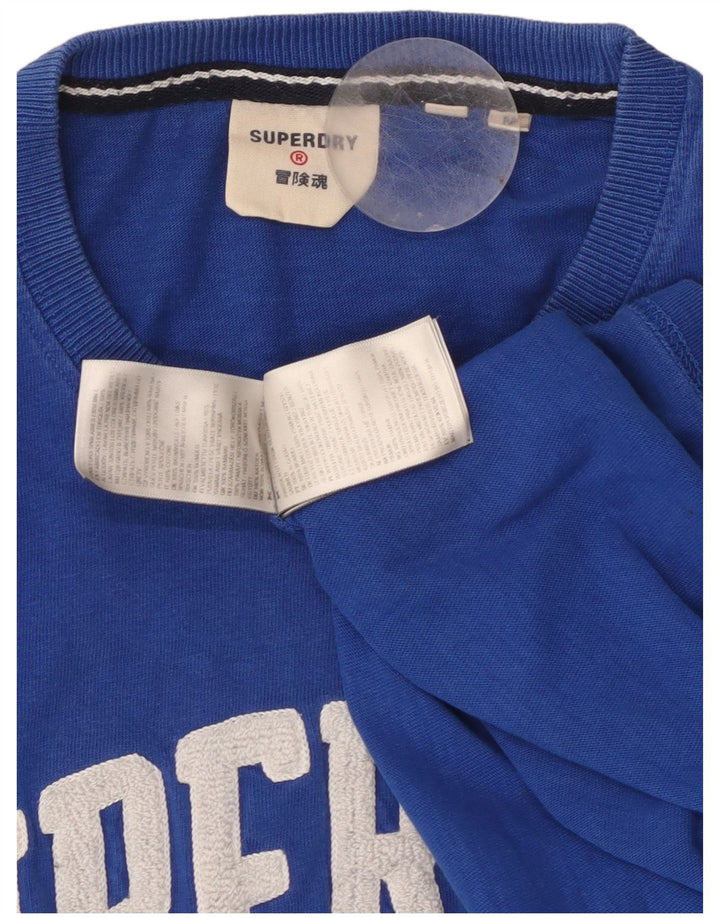 SUPERDRY Herre grafisk T-shirt top mellemblå bomuld
