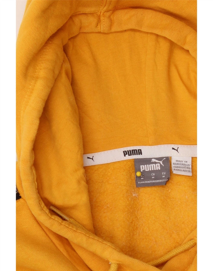 PUMA Womens Oversized Graphic Hoodie Jumper UK 14 Medium Yellow Vintage Puma and Second-Hand Puma from Messina Hembry 