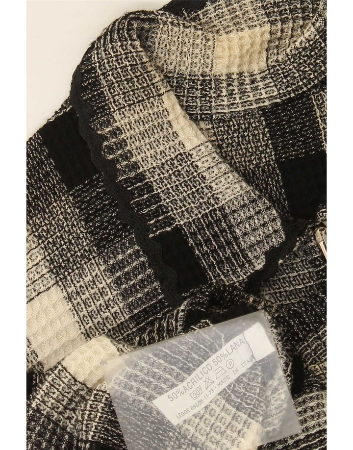 Vintage ærmeløs cardigan sweater til kvinder UK 12 medium flerfarvet ternet