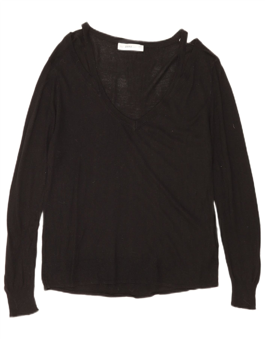 Zara Dame V-hals sweater UK 14 Medium Sort Viscose