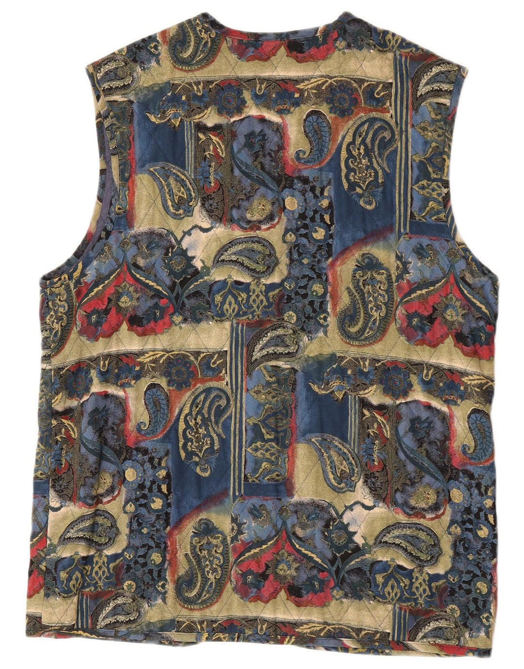 Vintage Dame Quilted Gilet EU 42 Stor Flerfarvet Paisley