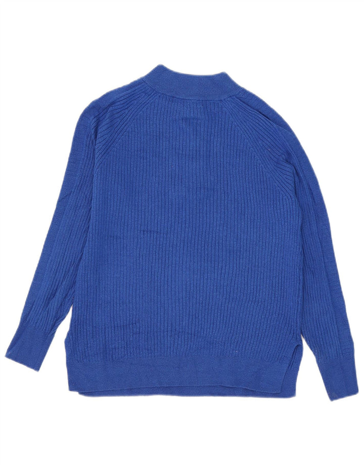 Marks & Spencer Dame sweater med lynlås-hals UK 10 Small Blue Viscose