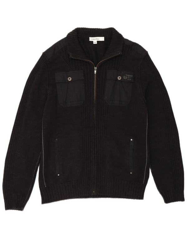 Calvin Klein Herre Cardigan Sweater Stor Sort Bomuld