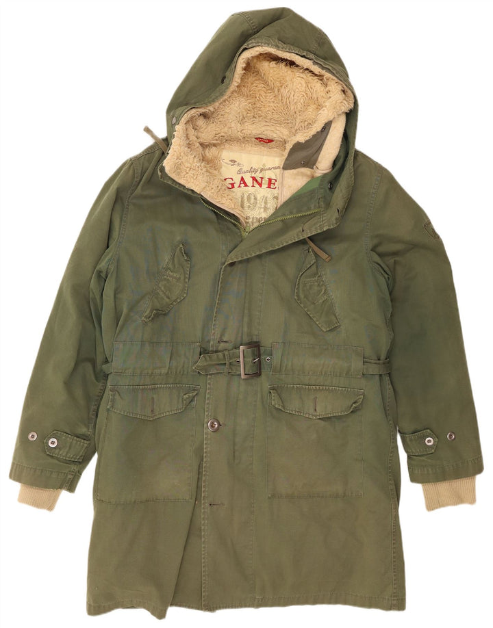Ganesh Herre Hooded Parka Jacket UK 40 Large Khaki Cotton