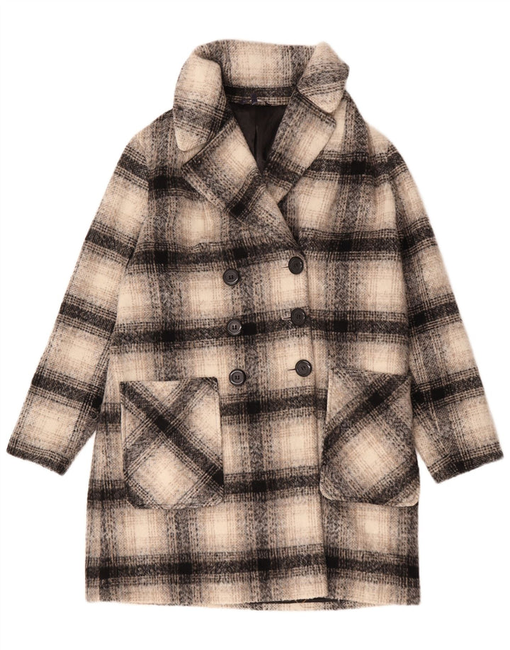 Marks & Spencer Dame Dobbeltradet Frakke UK 16 Large Beige Check