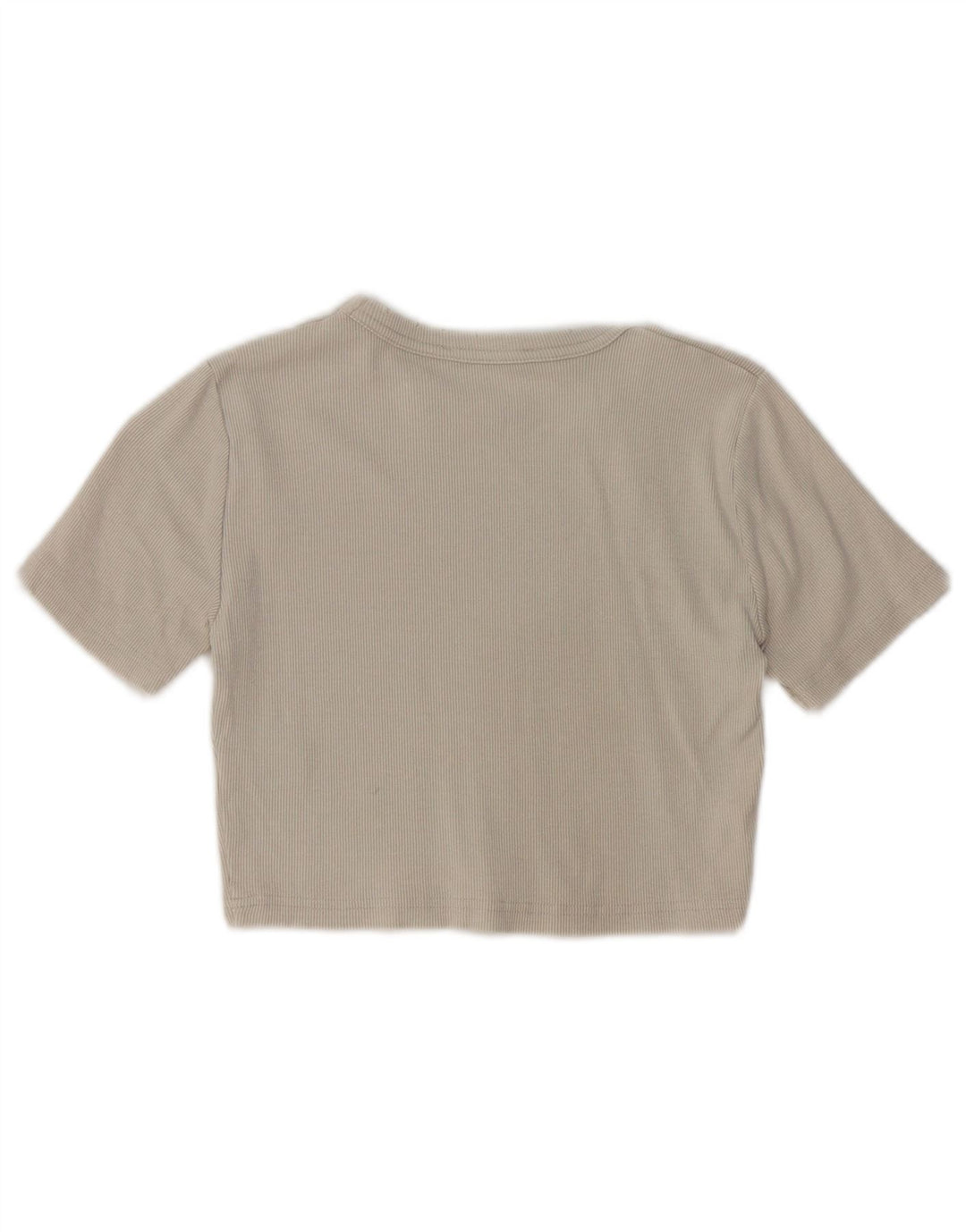 Zara Womens Distressed Crop T-Shirt Top UK 12 Medium Grey Bomuld