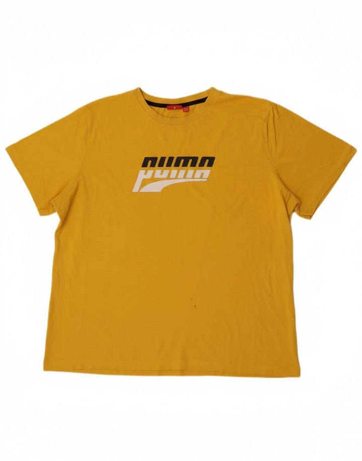 Puma Herre Grafisk T-Shirt Top 2XL Gul