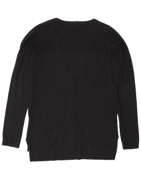 Armani Exchange Womens Longline Cardigan Sweater UK 16 Large Black Cotton