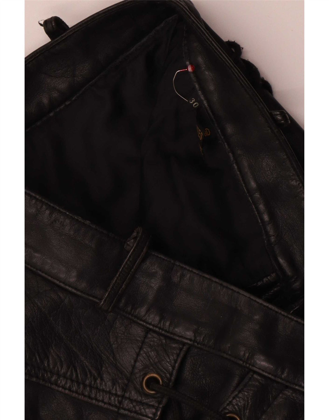 Vintage lige læder cropped bukser til kvinder W30 L25 sort