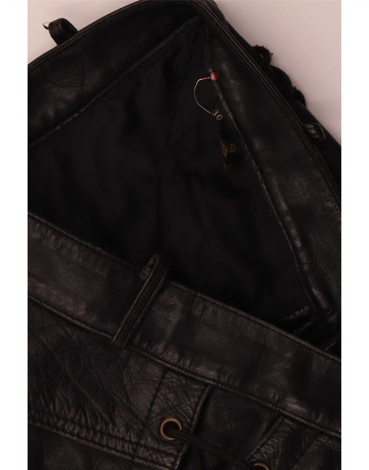 Vintage lige læder cropped bukser til kvinder W30 L25 sort