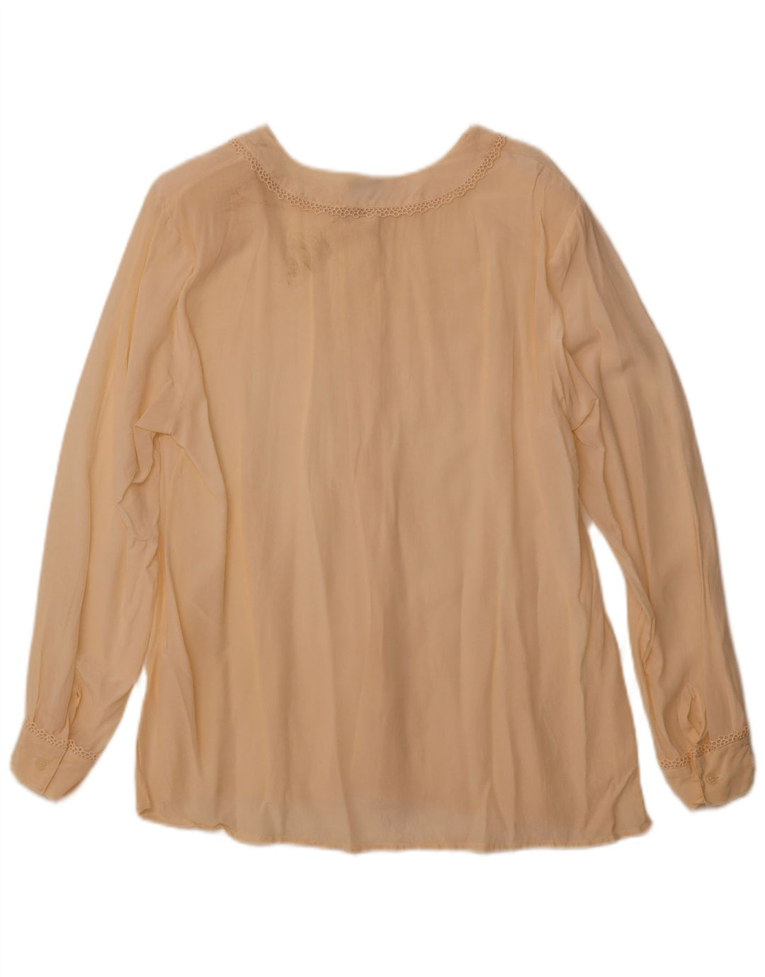 VINTAGE Dame See Through Shirt Bluse UK 14 Medium Beige Silke