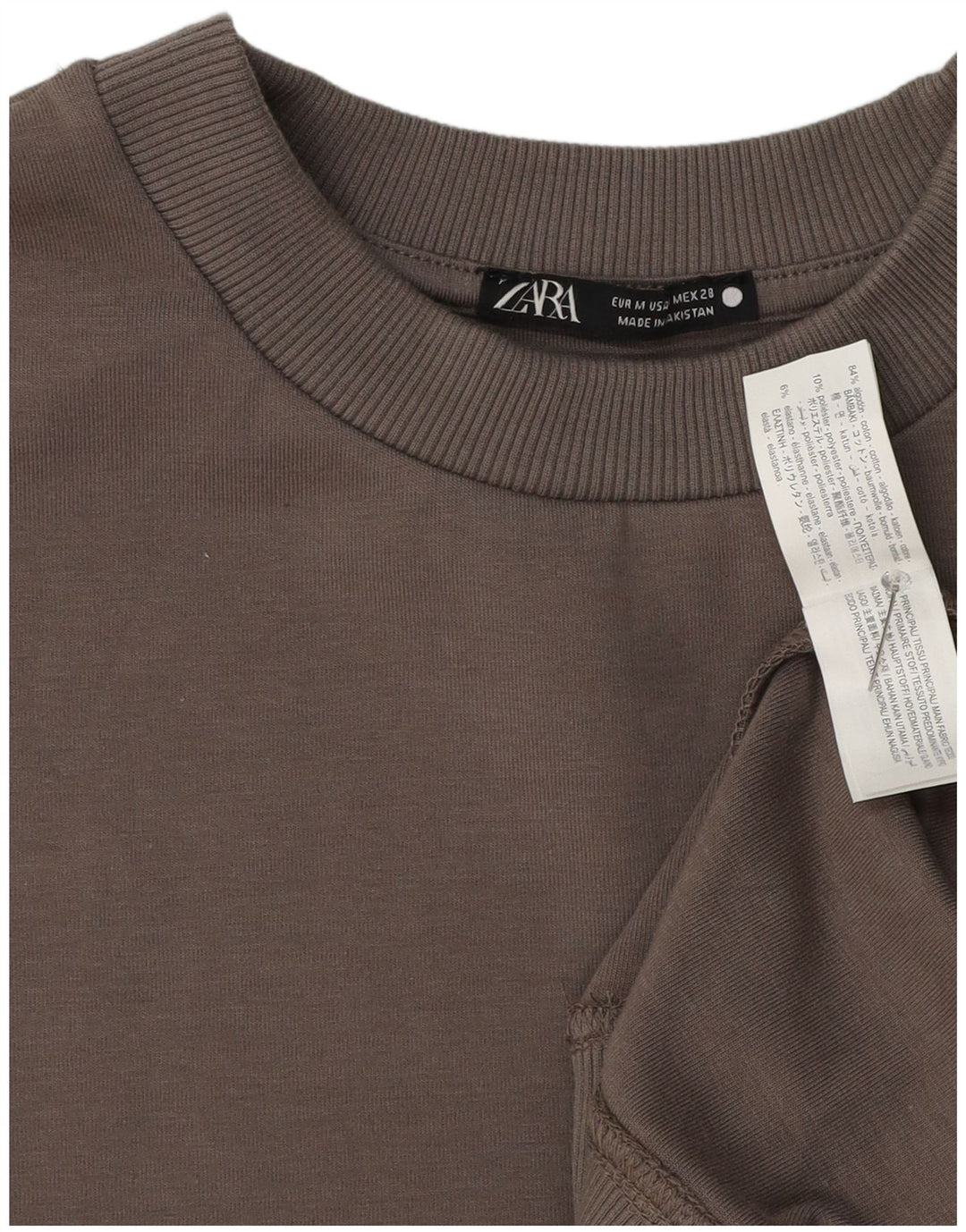 Zara Kortærmet Oversized Sweatshirt Jumper UK 14 Medium Grå til kvinder
