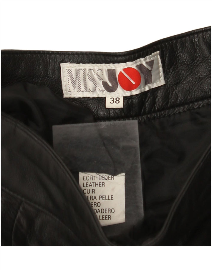 MISS JOY kvinders højtaljede lædershorts EU 38 Medium W25 sort læder