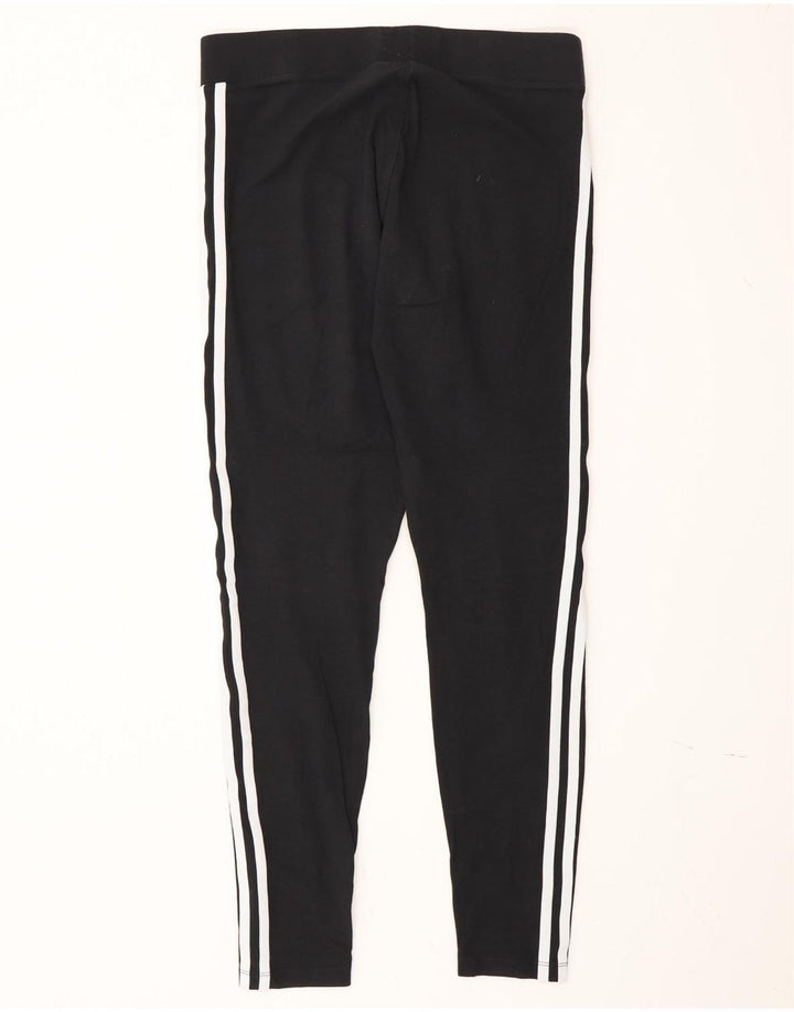 Adidas Dame Leggings UK 14 Medium Sort Bomuld
