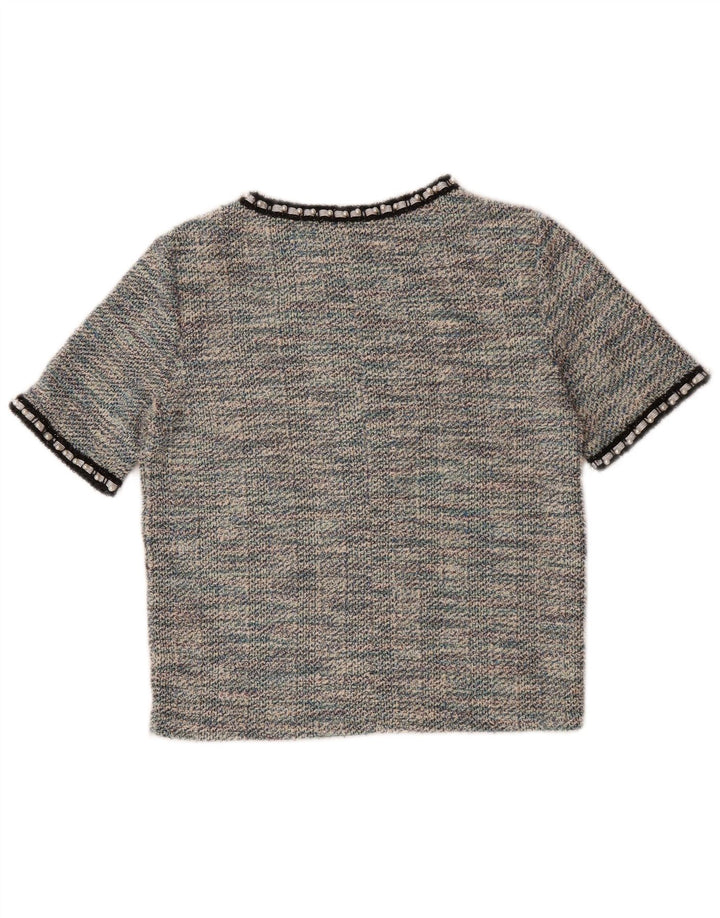 ZARA Womens Crop Blouse Top UK 12 Medium Multicoloured Flecked
