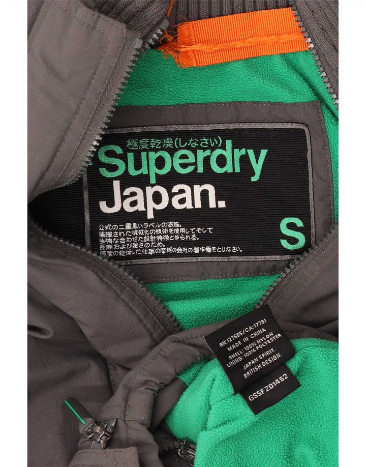 Superdry vindjakkejakke med hætte til kvinder UK 10 Lille grå nylon