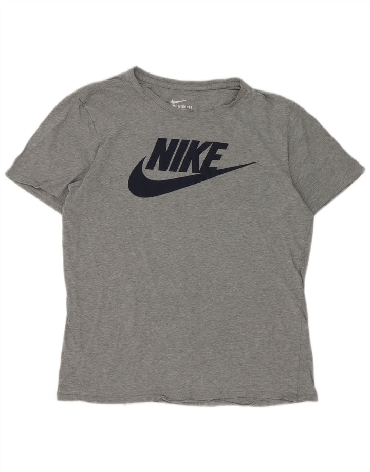 Nike Herre Athletic Cut Grafisk T-Shirt Top Medium Grey Flecked