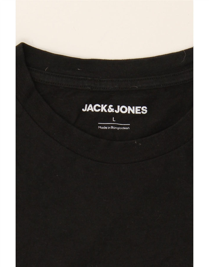 JACK & JONES Mens Graphic T-Shirt Top Large Black Cotton Vintage Jack & Jones and Second-Hand Jack & Jones from Messina Hembry 